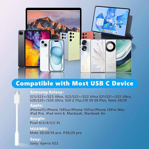 محول مقبس سماعة الرأس USB من النوع C إلى 3.5 مم، سلك كابل USB C إلى Aux Audio Dongle مكون من 3 حزم متوافق مع iPhone 15/15 Pro/15 Plus/15 Pro Max، وSamsung Galaxy S23 S22 S21 S20 Ultra، وPixel، وiPad Pro، وMacBook in Saudi Arabia