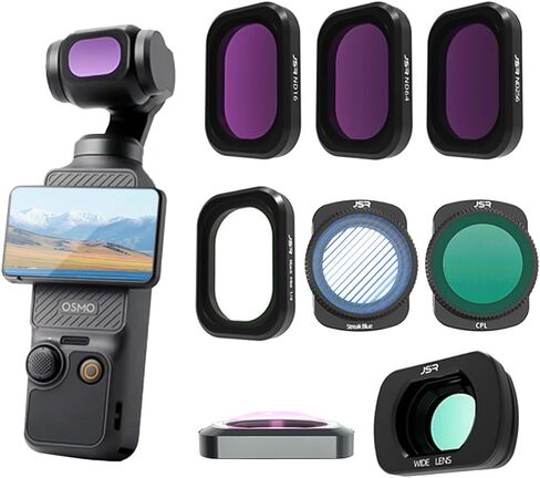 (8 عبوات) مرشح مغناطيسي ND & CPL وضباب أسود وفلتر عدسة واسع لجيب DJI OSMO 3، عدسات زجاجية بصرية عالية الدقة متعددة الطبقات (ND16، ND64، ND256، عدسة واسعة، CPL، 1/4 ضباب أسود، أزرق ستيك، ماكرو) in Saudi Arabia