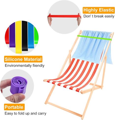 12 Pieces Towel Bands Beach Chair Towel Clips Bands Silicone Rubber Bands Elastic Thick Multi Function Wide Lightweight Holder for Lounge Chairs Pool Swim Summer Vacation, UV, Chemical Resistant in Saudi Arabia