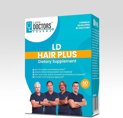 Latin Doctors Hair Growth Supplement to Support Thicker, Fuller Hair, Formulated with Vitamins, Zinc, Biotin, Hylauronic Acid, Copper, Folate, Horsetail Extract for Hair Health & Hydration, 60 Tablets in Saudi Arabia