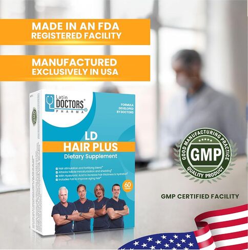 Latin Doctors Hair Growth Supplement to Support Thicker, Fuller Hair, Formulated with Vitamins, Zinc, Biotin, Hylauronic Acid, Copper, Folate, Horsetail Extract for Hair Health & Hydration, 60 Tablets in Saudi Arabia