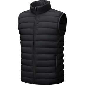 Cotrasen Men's Puffer Lightweight Vest Packable Outerwear Vest Warm Winter Outdoor Sleeveless Jacket for Travel Running