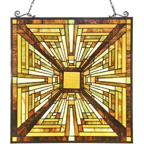 Capulina Stained Glass Window Hanging Panels Mission Elegant Style Suncatcher with Chain for Home Decor Gifts