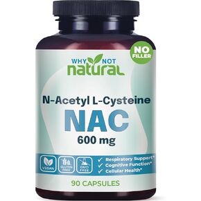 NAC Supplement 600 mg, N-Cetyl Cysteine Capsules, Pure N-Acetylcysteine, No Filler