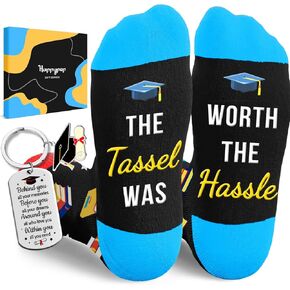 HAPPYPOP 2025 Graduation Gifts for Her Him - Class Of 2025 Graduation Keychain Socks for University College Middle High School Graduate Congrats Grad Masters Degree Student Gifts Ideas