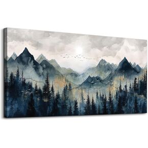 ERQINHUA Canvas Wall Art For Bedroom Wall Decorations For Living Room Modern Office Wall Decor Abstract Watercolour Painting Mountain Landscape Wall Pictures Printed Artwork Home Decor 20"X40"