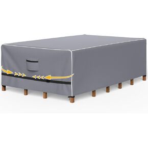 Outdoor Furniture Covers Waterproof, Upgrade Windproof Patio Furniture Covers, Tear-Resistant Patio Table and Chair Set Cover with Buckle Straps and Elastic Hem, 108" L× 82" W× 28" H, Grey