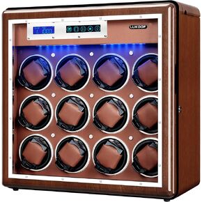 Automatic Watch Winder, Luxury Walnut Watch Winder for Rolex with Quiet Motor and Adjustable Upgraded Watch Pillows Battery Powered or AC Adapter Watch Winder Box for Men and Women