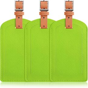 Luggage Tags 3 Pack PU Leather Luggage Tags for Suitcases TSA Approved, Privacy Protection Bag Tags Travel Essentials, Light Blue