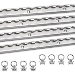4pcs 4ft Aluminum L Track Rail with 8pcs Single Stud Fittings, L Track Tie Down System for Enclosed Trailer, Trucks, Vans, Pickup