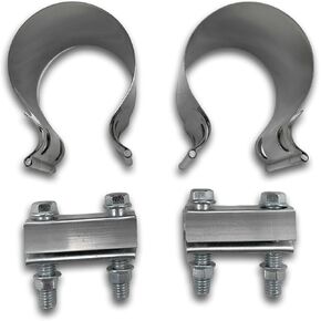 2.5 Inch Exhaust Clamp, 2.5" Butt Joint Band Clamp Sleeve Coupler Stainless Steel for Pipes, Mufflers, Catalytic Converters - 2 Pack