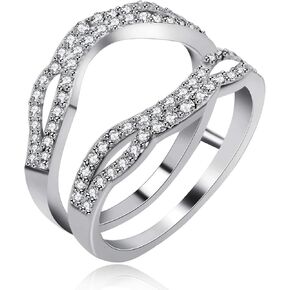 Uloveido Platinum مطلي بالزفاف المشاركة في حفلات الزفاف الخواتم الوعد المحسنة خواتم اللانهاية المحسنة للنساء مع الزركونيا البيضاء المكعبة التي خلقت خاتم الماس Y449 (الحجم 6 7 8 9)