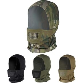 QAVCTW Airsoft Balaclava Mesh Mask كامل الوجه قناع تكتيكي التنفس مع حماية من الفم لدراجة نارية التزلج على التزلج