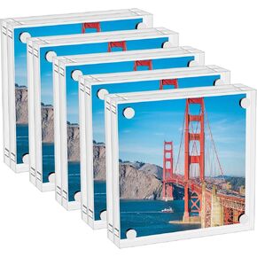 Mini Picture Frame 2.5x3.5 inch Acrylic Magnetic Photo Business Clear Card Frame 20mm Thick Double Sided Wallet Size Desktop Display Frames for Cards Photos Office Home Decor 2 PCS