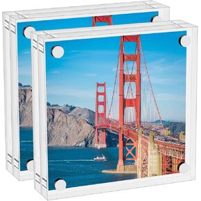 Mini Picture Frame 2.5x3.5 inch Acrylic Magnetic Photo Business Clear Card Frame 20mm Thick Double Sided Wallet Size Desktop Display Frames for Cards Photos Office Home Decor 2 PCS in Saudi Arabia