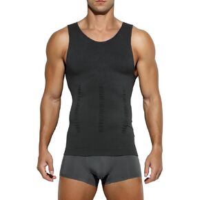 قميص Casey Kevin Compression Men Menless Gynecomastia Compression Compression Shirt Lundershirts Body Shaper-Shaper Deperming Vest (ML2003-GREY ، X-Large)