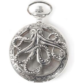 Pendant Steampunk Octopus Watch Case Antique Silver