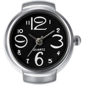 Lancardo Ring Watch for Women and Men Analog Quartz Watch Arabic Numerals Black Dial Elastic Band Creative Finger Watch
