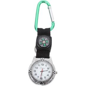Green Compass Fob Watch with Night Glow Pointers, Clip-on Nurse Watch, Simple Style for Medical Professionals, Ideal for Hiking and Outdoor Activities