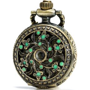 sewor قلادة رقيقة Quartz Pocket Watch Green Monamel Flower Proteal