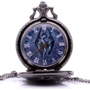 Ddjbdb Vintage Antique Cosplay Quartz Mens Womens Pocket Watch Analog Pendant Necklace Chain Xmas Gifts (Black)