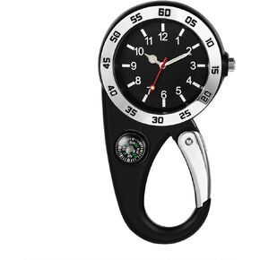 JewelryWe Men Women Clip Watch Mini Microlight Watch Analog Quartz Backpack Buckle Belt Fob Watch for Rock Climbing Doctors Nurses Chefs