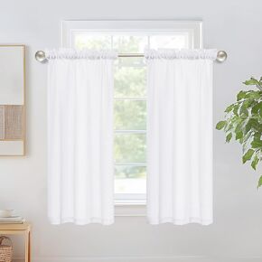 Deconovo Linen Look Cafe Curtains - Thermal Insulated Privacy Tier Curtains for Kitchen & Living Room, Modern Farmhouse Style, Easy Care Rod Pocket Design, White, 26 x 24 Inch, 2 Panels