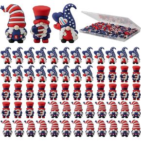 Watayo 30 Pcs 4th of July Mini Gnome Ornaments, Miniature Independence Day Patriotic Gnomes Decoration, Memorial Day Decor Stars and Stripes Gnomes Figurines for Party Gifts Home Table Decorations