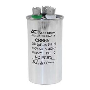35+5 uF 35/5 MFD ±5% 370V/450VAC CBB65, Dual Run Capacitor, Capacitors for A/C Unit Fan Motor Start, Heat Pump or Condenser Straight Cool 35+5 MFD 35/5 uf Capacitor, Life-Time Warranty
