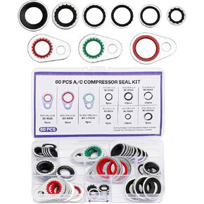 60pcs أختام حشية ضاغط نظام A/C ، والفولاذ المقاوم للصدأ ، ومطاط النتريل A/C O Ring Ring Car Carcet