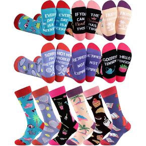 6 Pairs Funny Retirement Gift Retired Farewell Gag Sock Graduation Gift for Men Women Teacher Nurse Coworker