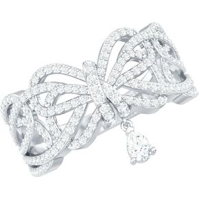 Certified Moissanite Designer Band for Women, D-Vs1 Quality, Moissanite Diamond Anniversary Ring in Silver - Ready to Gift