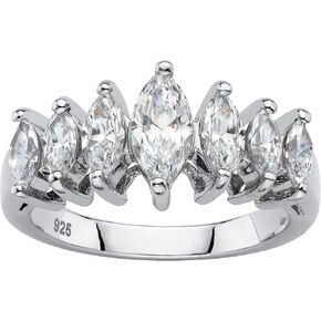 Palm Beach Jewelry Platinum over Sterling Silver Marquise Cut Cubic Zirconia Ring