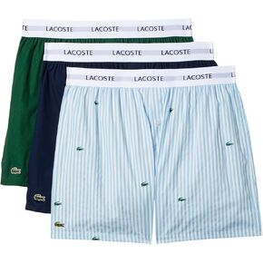 Lacoste Men's 100% Cotton White Belt Boxers 3-Pack