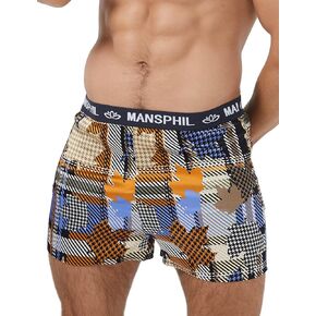Mansphil 100 ٪ Mulberry Silk Boxer Short for Men ، Fashion Printed Underwear Sleep Shorts Pajamas