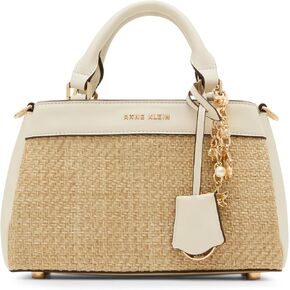 Ane Klein Small Straw Satchel مع حزام قابل للتحويل ، شهادة جامعية