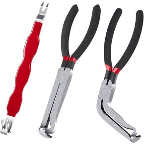 SST 3PC Electrical Disconnect Pliers 8" 60-Degree Electrical Disconnect Pliers Set for Automotive Connectors - Angled Locking Push Tab Removal Tool, Wire Plug Separator & Terminal Extractor