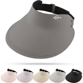 Wide Brim Sun Visor Hat for Women Men Foldable Ponytail Sun Hats Adjustable UPF50+ Seamless Beach Hats for Outdoor