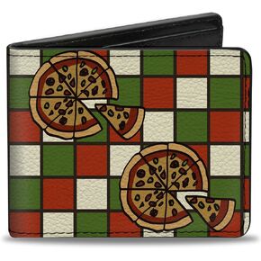 Buckle-Down Men's Standard PU Bifold Wallet-Pizza Pies, Multicolor, 4.0" x 3.5"