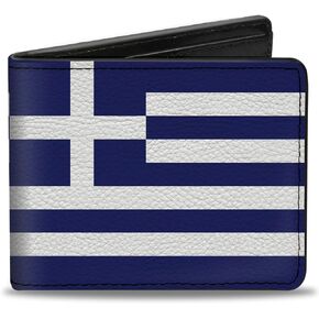 Buckle-Down Men's Standard Wallet, Bifold, Greece Flags, Vegan Leather, 4.0" x 3.5"