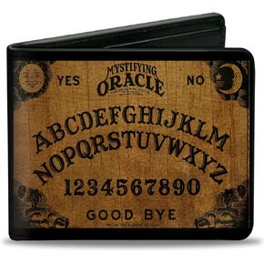 Buckle-Down Ouija Board Wallet, Bifold, Ouija Board Replica Black Wood Grain, Vegan Leather