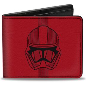 Buckle-Down Men's Wallet, Bifold, Star Wars Sith Trooper Face Insignia Red Gray Black, Vegan Leather, 4.0" x 3.5"