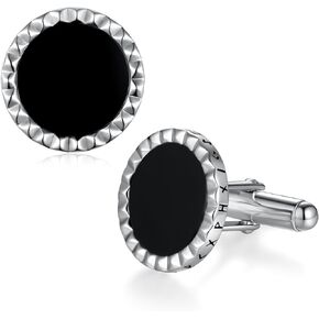 Cufflinks للرجال: Black Onyx & 925 Sterling Silver ، يضم Viking Rune Design - مثالي لعيد الأب ، العريس ، إكسسوارات الأعمال التجارية والزفاف