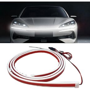71 Inch Exterior Car LED Hood Light Strip, 12V Dynamic Scan Start Up Daytime Running Light Strip, Waterproof Car LED Strip Light Flexible DRL Hoodbeam Light Strip Kit for Cars Trucks SUVs (White)