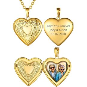 GOLDCHIC JEWELRY Heart Locket Necklace for Women, Personalized Photo Necklaces with Picture Inside, Custom Love Gifts with 18''-20 Inches Chain (Gold, Silver, Rose Gold)