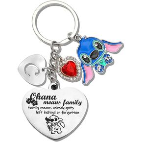 Stitch Initial Keychain-𝑶𝒉𝒂𝒏𝒂 𝑴𝒆𝒂𝒏𝒔 𝑭𝒂𝒎𝒊𝒍𝒚 Cute Keychian Jewelry Gifts Birthday Present Friendship Stuff