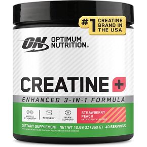 Optimum Nutrition Creatine Monohydrate Plus Powder, Orange Passionfruit Flavored Creatine Performance Blend With Electrolytes for Hydration, Added Vitamins, 40 Servings, 360 Grams (Packaging May Vary)
