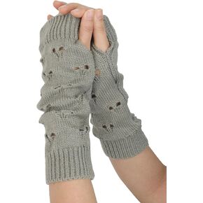 Womens Punk Goth Fingerless Gloves Ripped Knit Wrist Warmers with Thumb Hole, Y2K Grunge Emo Style
