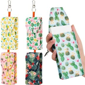 Sherr 5 Pieces Tissues Purse Pocket Tissue Holder Reusable Travel Pouch Fabric Zipper Enclosed Small Size Fruits Pattern Holder for Purse Coins for Summer, 5.5 x 3 Inches (Fresh Style)
