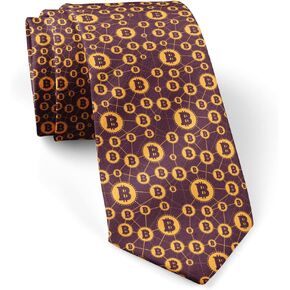 Skinny Slim Fashion Necktie for men Novelty Conversational Neckwear Ties (Simple Symbols Bitcoins Pattern)